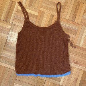 Woven Orange Tank with Blue Stripe Size M
